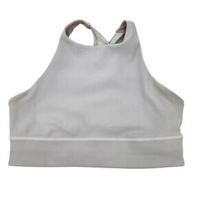 Lululemon White Energy Luxetreme High Neck Long Lined Ribbed Sports Bra Size 10